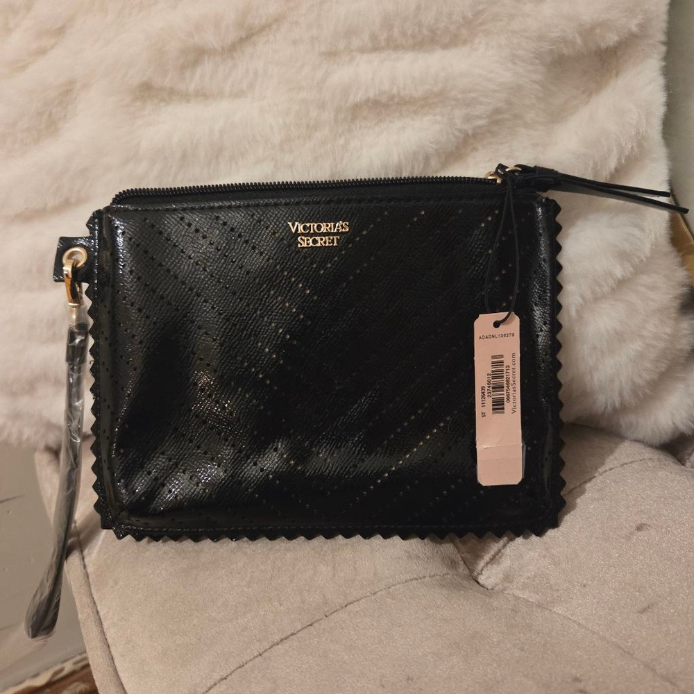 Women's Victoria's Secret Black Gold Perforated Wristlet One Size